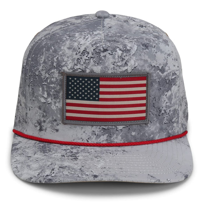 Paramount Outdors Performance Perforated American Flag Trucker Hat Rope Cap (Grey Cirrus)