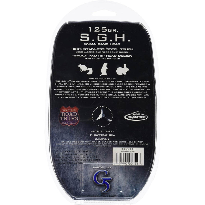 G5 150 Small Game Head Broadhead 100 Gr SS 3 Bld, 3-Pack, 1-InchDia,Silver