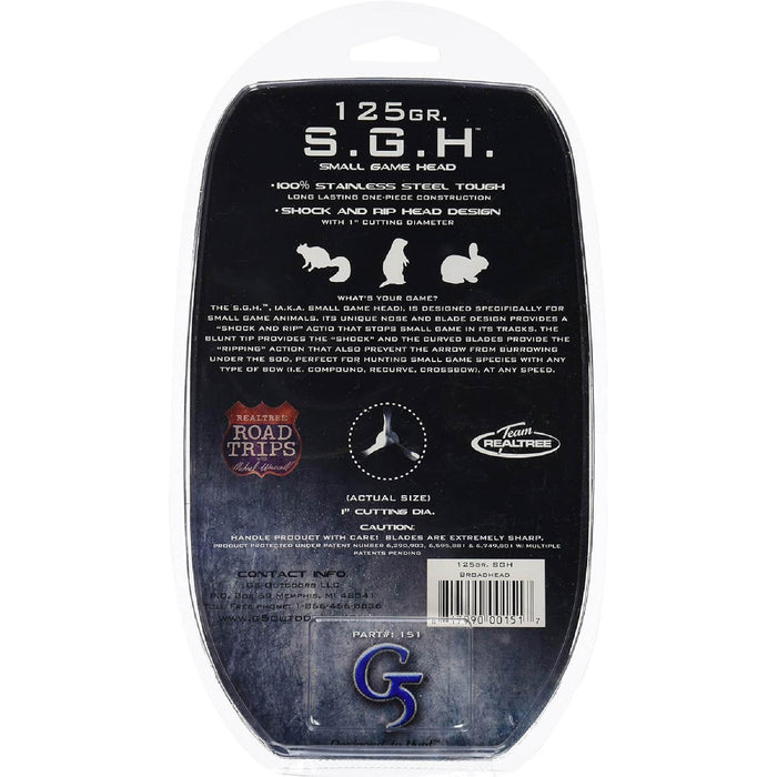 G5 150 Small Game Head Broadhead 100 Gr SS 3 Bld, 3-Pack, 1-InchDia,Silver
