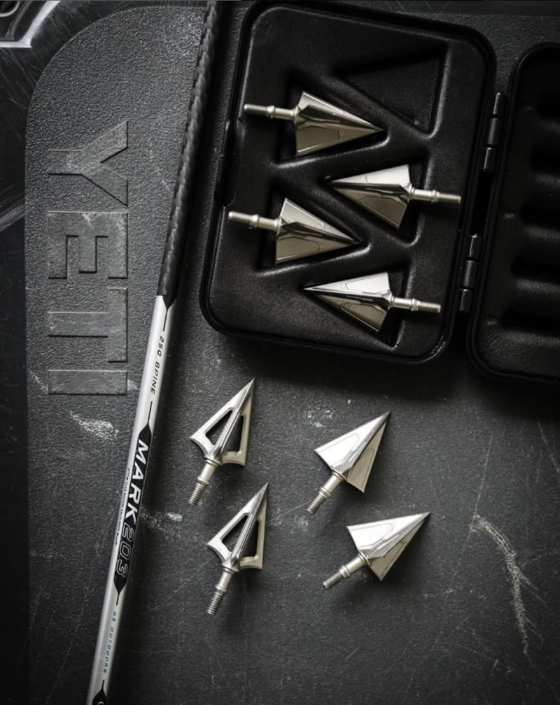 G5 Montec M3 Crossbow Design Archery Hunting Durable Sharp Fixed Blades 1 1/16" Cutting Diameter Steel 1-Piece Construction Screw-in Broadheads for Crossbow Arrows - Pack of 3