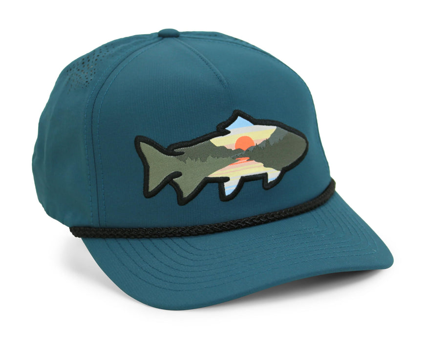 Paramount Outdoors Sunset Fish Silhouetee Performance Trucker Hat Mountain Fishing Rope Cap (Slate - OSFA)