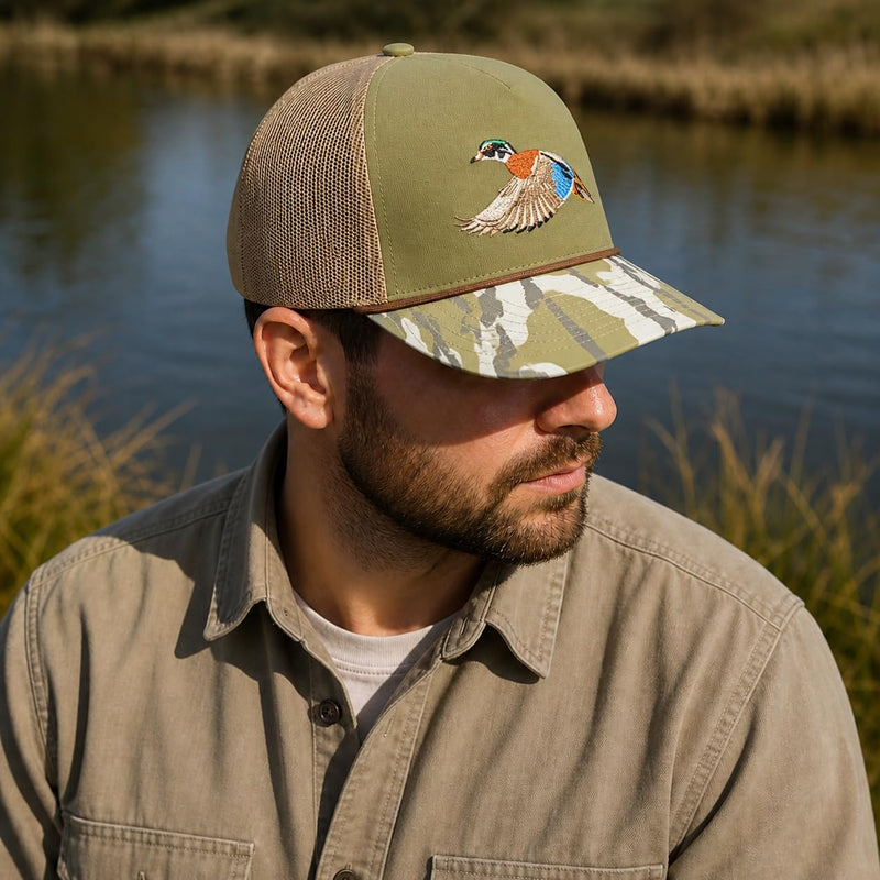 Wild Brims Hats, Wood Duck, Bark Camo, Dark Olive, Mesh Back