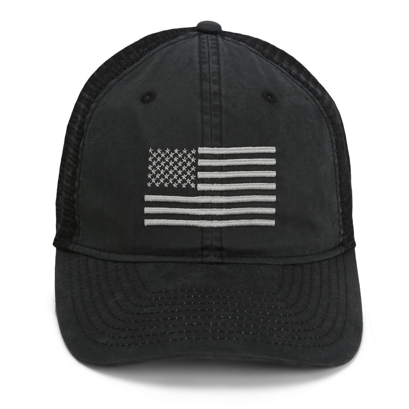 Paramount Outdoors Waxed Cloth American Flag Cap American Fit US Flag Cap Fits Head Size MD - 2X (Brown)