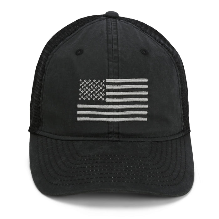 Paramount Outdoors Waxed Cloth American Flag Cap American Fit US Flag Cap Fits Head Size MD - 2X (Brown)