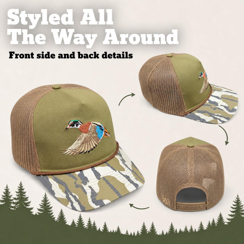 Wild Brims Hats, Wood Duck, Bark Camo, Dark Olive, Mesh Back