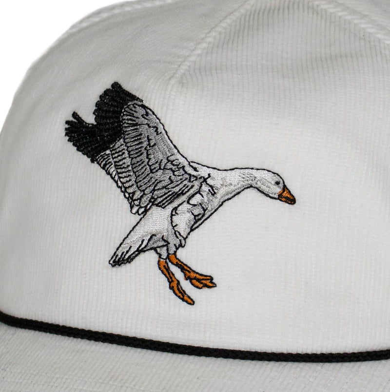 Paramount Outdoors Corduroy Hat Comfort Snapback Retro Waterfowl Snow Goose Hunting Cap (White Corduroy- OSFA)