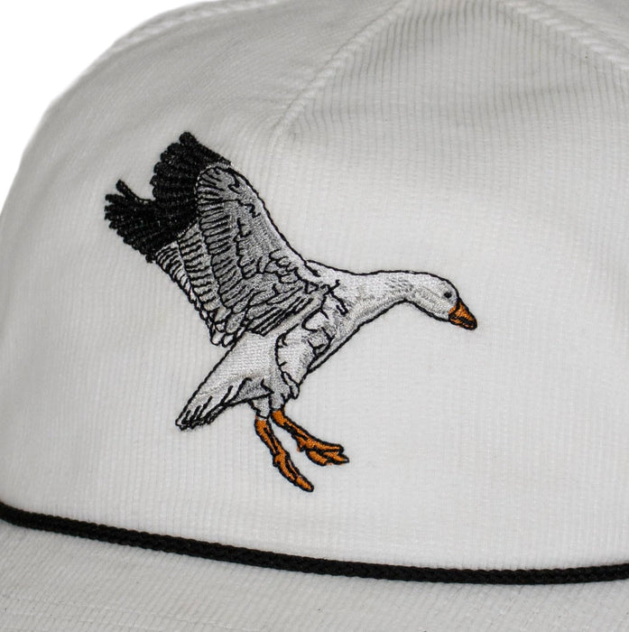 Paramount Outdoors Corduroy Hat Comfort Snapback Retro Waterfowl Snow Goose Hunting Cap (White Corduroy- OSFA)