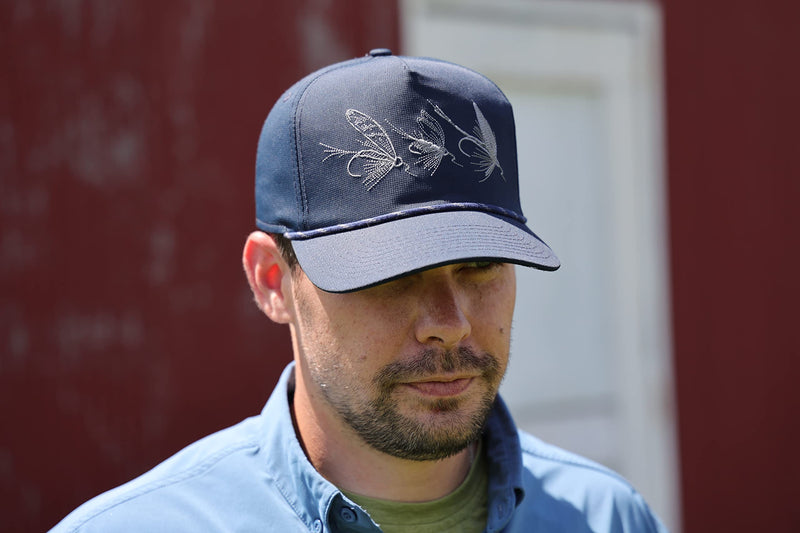 Paramount Outdoors Hat 5-Panel Throwback Fly Fishing Trucker hat with Quick Dry Fabric and Stretch Comfort Snapback