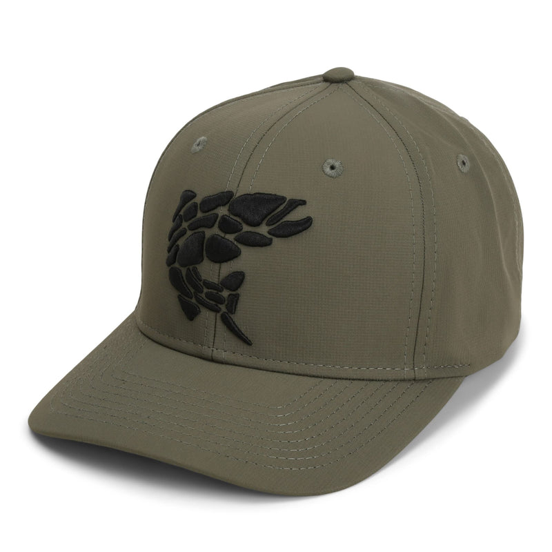 Paramount Outdoors Rock Fish 3-D Puff Embroidery Fishing Hat Salmon Trout Fly Fishing Baseball Cap (Olive)