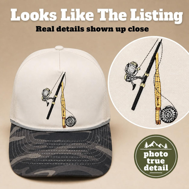 Wild Brims Hats, Fishing Pole Black Camo, Stone