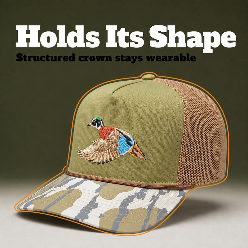 Wild Brims Hats, Wood Duck, Bark Camo, Dark Olive, Mesh Back