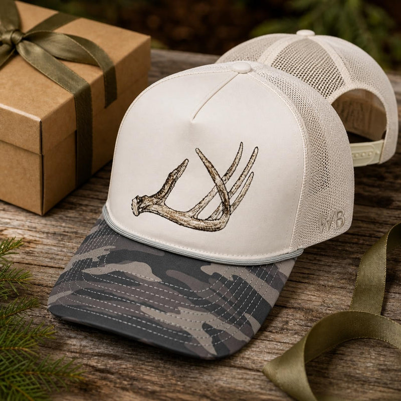Wild Brims Hats, Deer Antler Black Camo, Stone