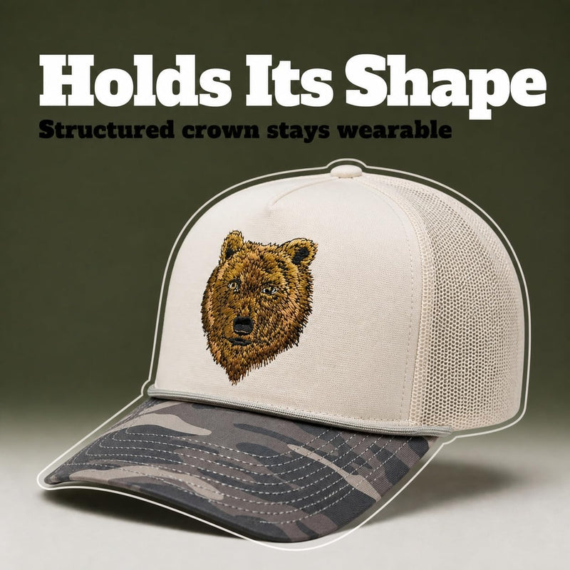 Wild Brims Hats, Bear Black Camo, Stone
