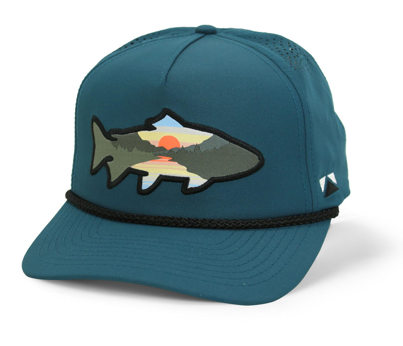 Paramount Outdoors Sunset Fish Silhouetee Performance Trucker Hat Mountain Fishing Rope Cap (Slate - OSFA)