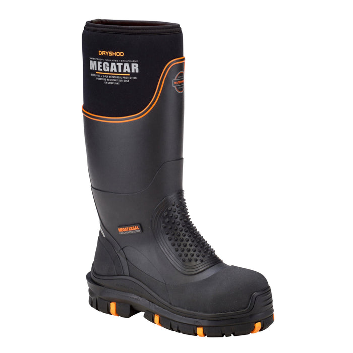 Dryshod Men's Megatar Met Guard Steel Toe Work Boot | Rubber | Waterproof | Insulated | Black | Size 11