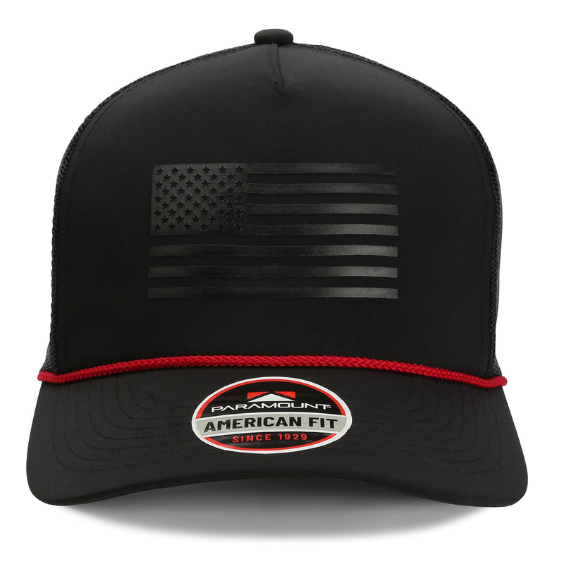 Paramount Outdoors American Flag Performance Ripstop American Fit US Patriotic Cap Fits Head Sizes MD - XX (Red White Blue)