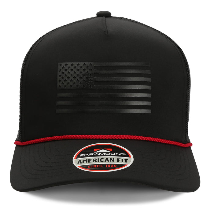Paramount Outdoors American Flag Performance Ripstop American Fit US Patriotic Cap Fits Head Sizes MD - XX (Red White Blue)