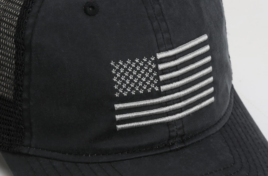 Paramount Outdoors Waxed Cloth American Flag Cap American Fit US Flag Cap Fits Head Size MD - 2X (Brown)