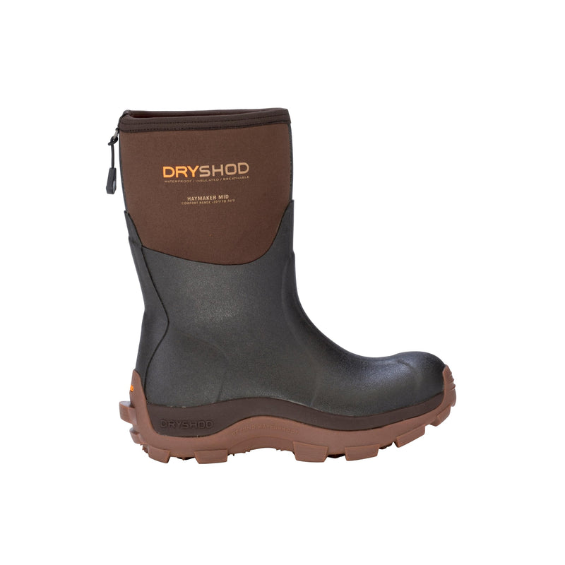Dryshod Womens Haymaker Mid Rubber Farm Boots |Rubber | Waterproof | Brown