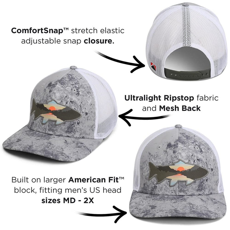 Paramount Outdoors Sunset Fish Silhouetee Performance Trucker Hat Mountain Fishing Rope Cap (Slate - OSFA)