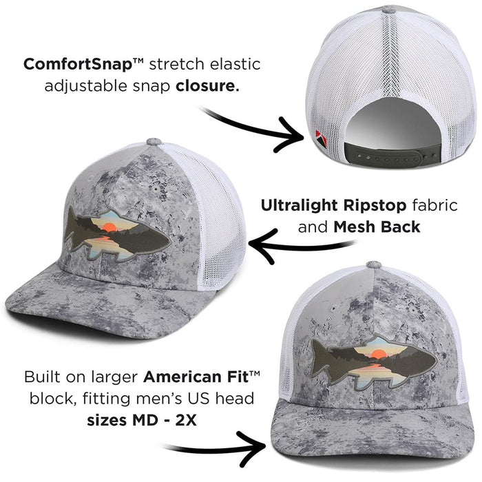 Paramount Outdoors Sunset Fish Silhouetee Performance Trucker Hat Mountain Fishing Rope Cap (Slate - OSFA)