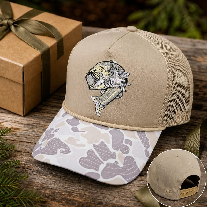 Wild Brims Hats, Largemouth Bass Light Camo, Khaki