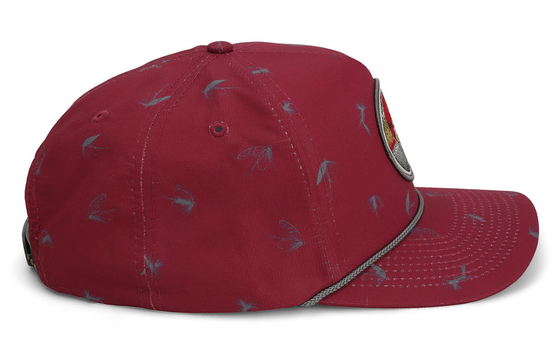 Paramount Outdoors Dead Drift Fly Fishing Patch 5-Panel Vintage Trucker Rope Cap, Fly Fishing Cap