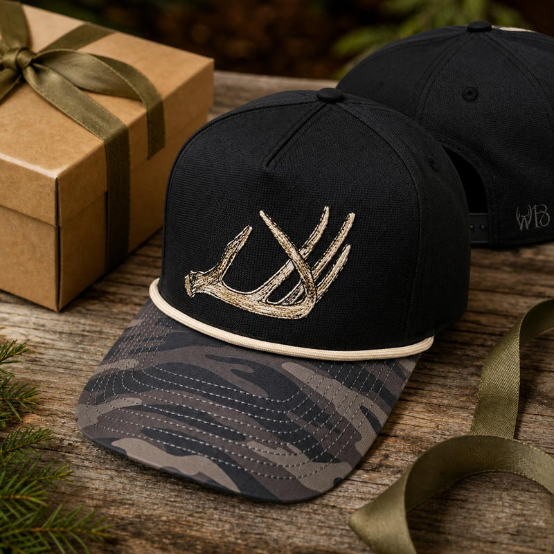 Wild Brims Hats, Deer Antler Black Camo, Black
