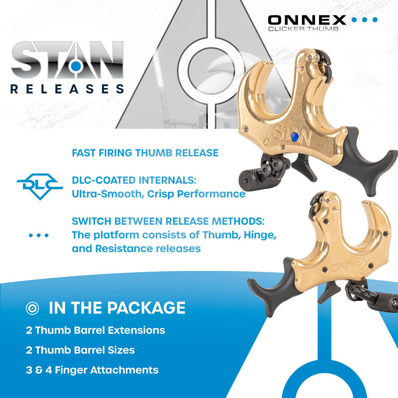 Stan OnneX Clicker Thumb Bow Release Aid for Archery & Hunting - Adjustable, DLC-Coated Resistant Internals, Smooth Action, Click-Feedback System, Modular 3 or 4 Finger Fit, Sage, Large