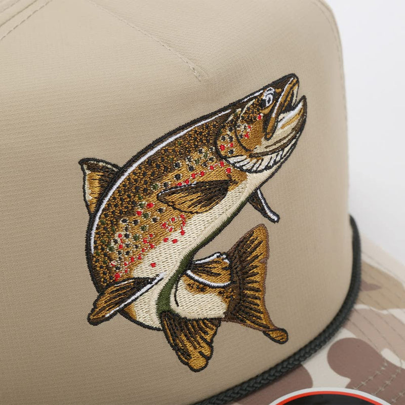 Paramount Outdoors Hat 5-Panel Throwback Fly Fishing Trucker hat with Quick Dry Fabric and Stretch Comfort Snapback