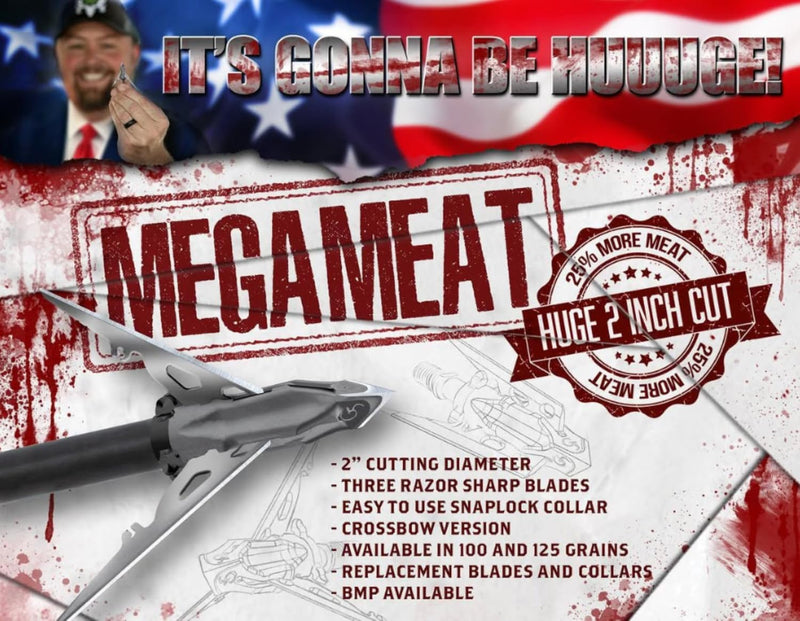 G5 Outdoors Megameat Broadhead 3 Pk, Stainless Steel