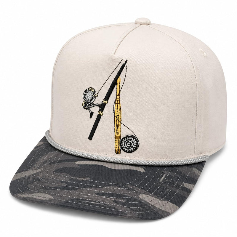 Wild Brims Hats, Fishing Pole Black Camo, Stone