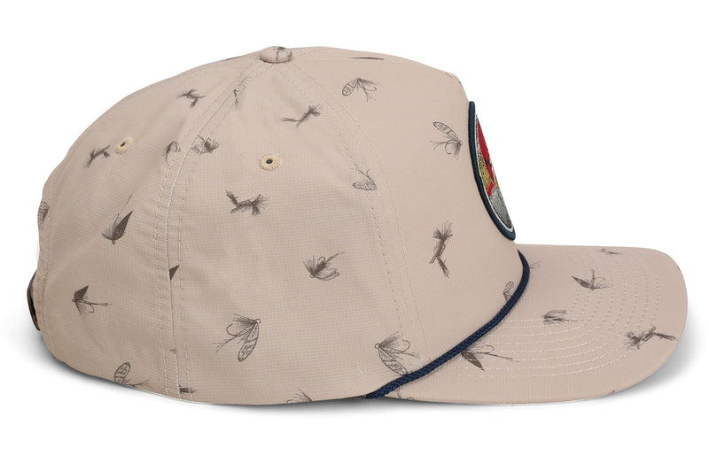 Paramount Outdoors Dead Drift Fly Fishing Patch 5-Panel Vintage Trucker Rope Cap, Fly Fishing Cap