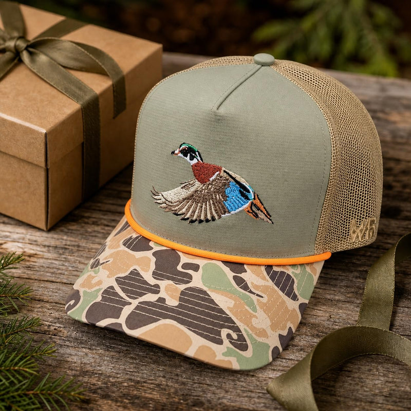 Wild Brims Hats, Wood Duck, Camo Brim, Olive, Mesh Back