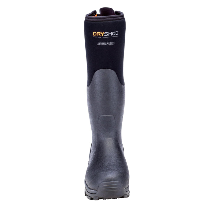 Dryshod Mens Haymaker Gusset Farm Boots| Rubber | Waterproof | Insulated | Black | Pull On