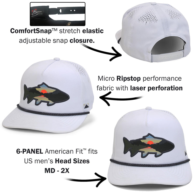 Paramount Outdoors Sunset Fish Silhouetee Performance Trucker Hat Mountain Fishing Rope Cap (Slate - OSFA)