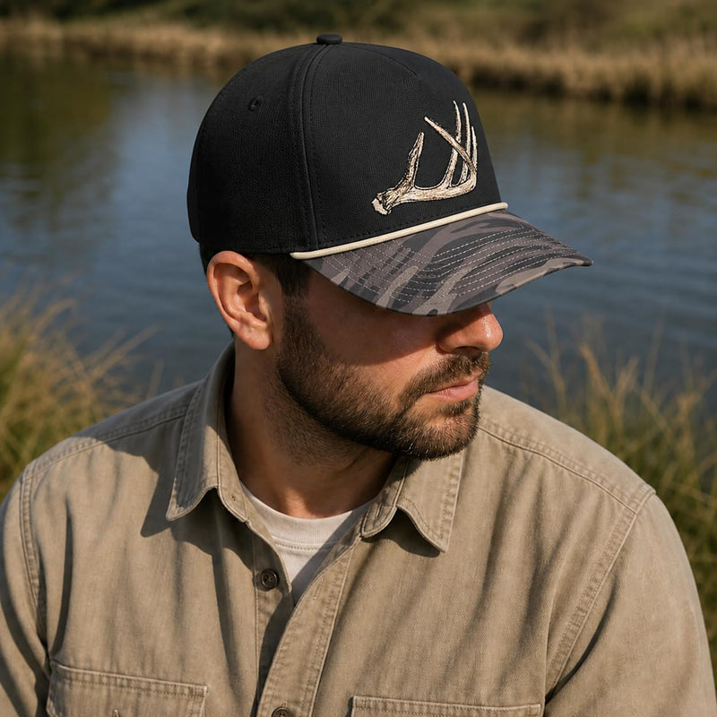 Wild Brims Hats, Deer Antler Black Camo, Black