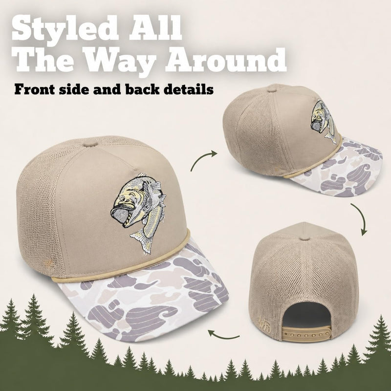 Wild Brims Hats, Largemouth Bass Light Camo, Khaki