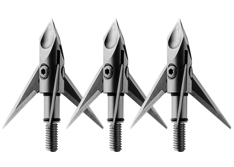 Ramcat Crossbow Broadheads | 3 Pack | 100 Grain Screw-In Cross Bow Hydroschok-X Pivoting Broadhead, Cross Bow Arrow Heads, Bow Hunting Accessories, 0.032”, Stainless Steel, Silver, Model: RAM100CB