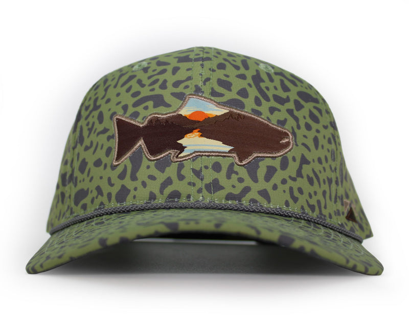 Paramount Outdoors Sunset Fish Silhouetee Performance Trucker Hat Mountain Fishing Rope Cap (Slate - OSFA)