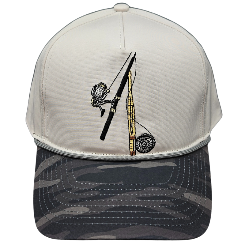 Wild Brims Hats, Fishing Pole Black Camo, Stone