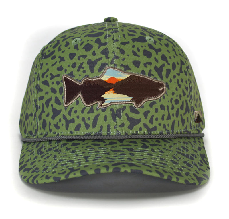 Paramount Outdoors Sunset Fish Silhouetee Performance Trucker Hat Mountain Fishing Rope Cap (Slate - OSFA)