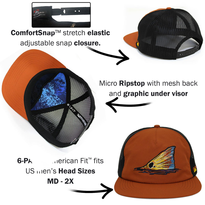 Paramount Outdoors Hat 5-Panel Throwback Fly Fishing Trucker hat with Quick Dry Fabric and Stretch Comfort Snapback