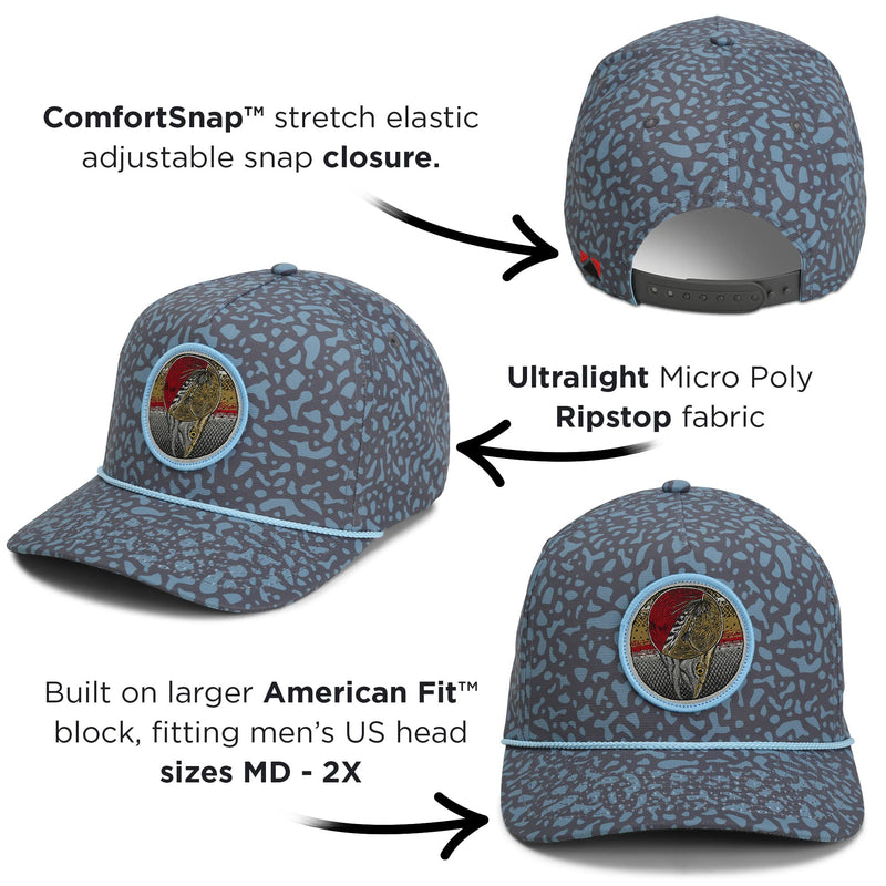 Paramount Outdoors Dead Drift Fly Fishing Patch 5-Panel Vintage Trucker Rope Cap, Fly Fishing Cap