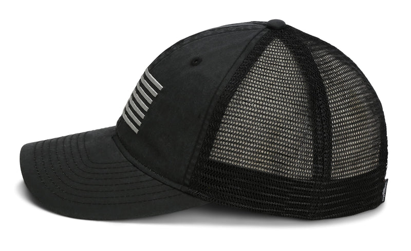 Paramount Outdoors Waxed Cloth American Flag Cap American Fit US Flag Cap Fits Head Size MD - 2X (Brown)