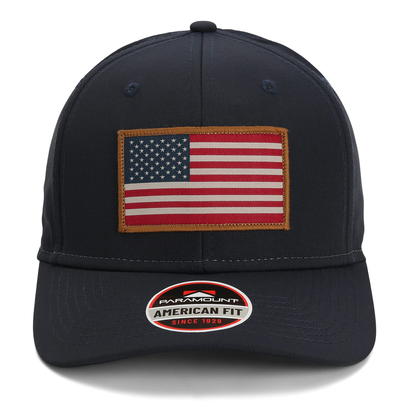 Paramount Outdoors American Flag Performance Ripstop American Fit US Patriotic Cap Fits Head Sizes MD - XX (Red White Blue)