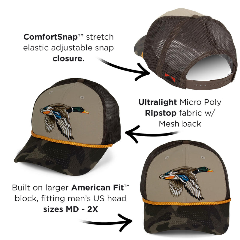 Paramount Outdoors Hat 5-Panel Throwback Fly Fishing Trucker hat with Quick Dry Fabric and Stretch Comfort Snapback