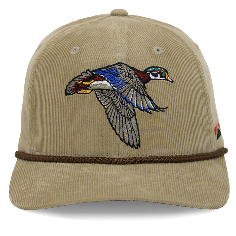 Paramount Outdoors Corduroy Hat Comfort Snapback Retro Waterfowl Snow Goose Hunting Cap (White Corduroy- OSFA)