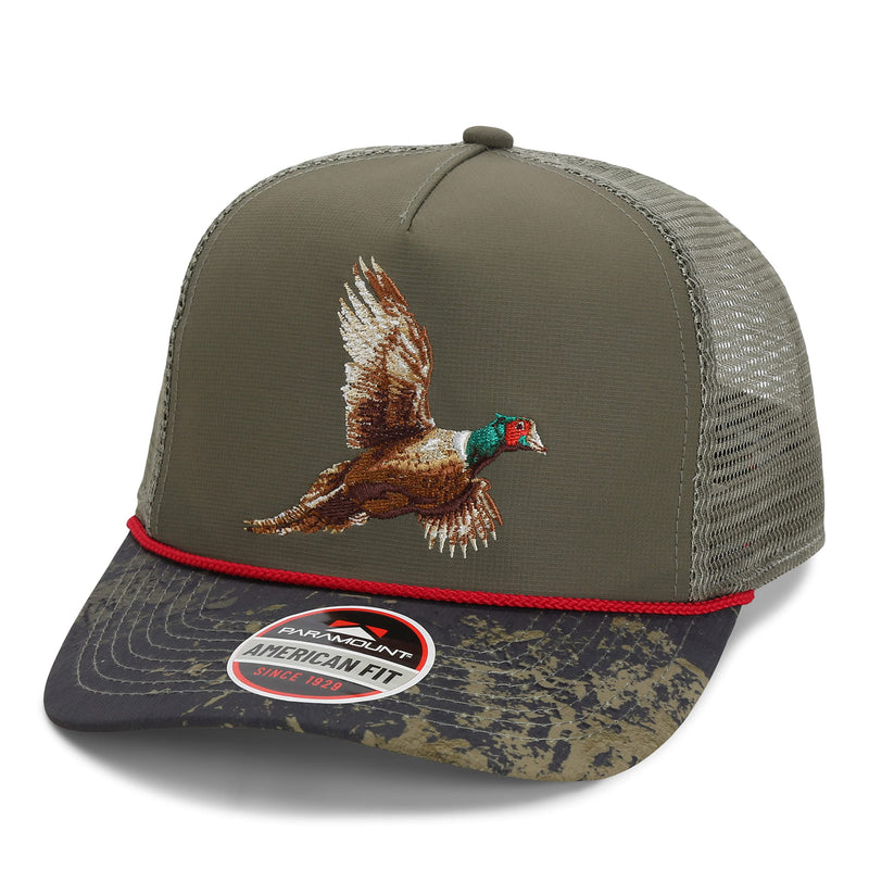 Paramount Outdoors Upland Pheaseant Trucker Hat for Men Meshback Ringneck Rope Cap