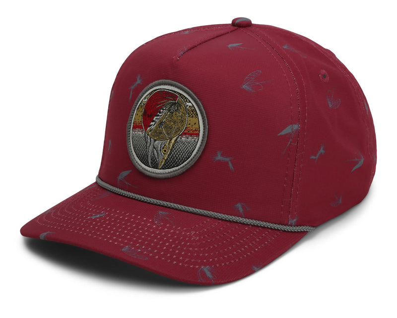 Paramount Outdoors Dead Drift Fly Fishing Patch 5-Panel Vintage Trucker Rope Cap, Fly Fishing Cap